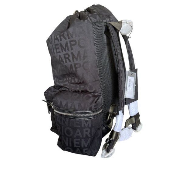 Emporio Armani Black Nylon oversized Drawstring Logo Backpack - Picture 12 of 16